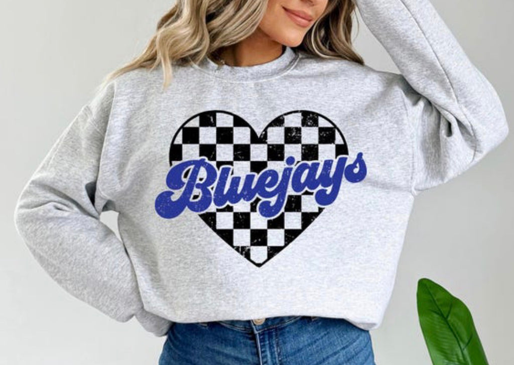 Blue Jays Checker Heart