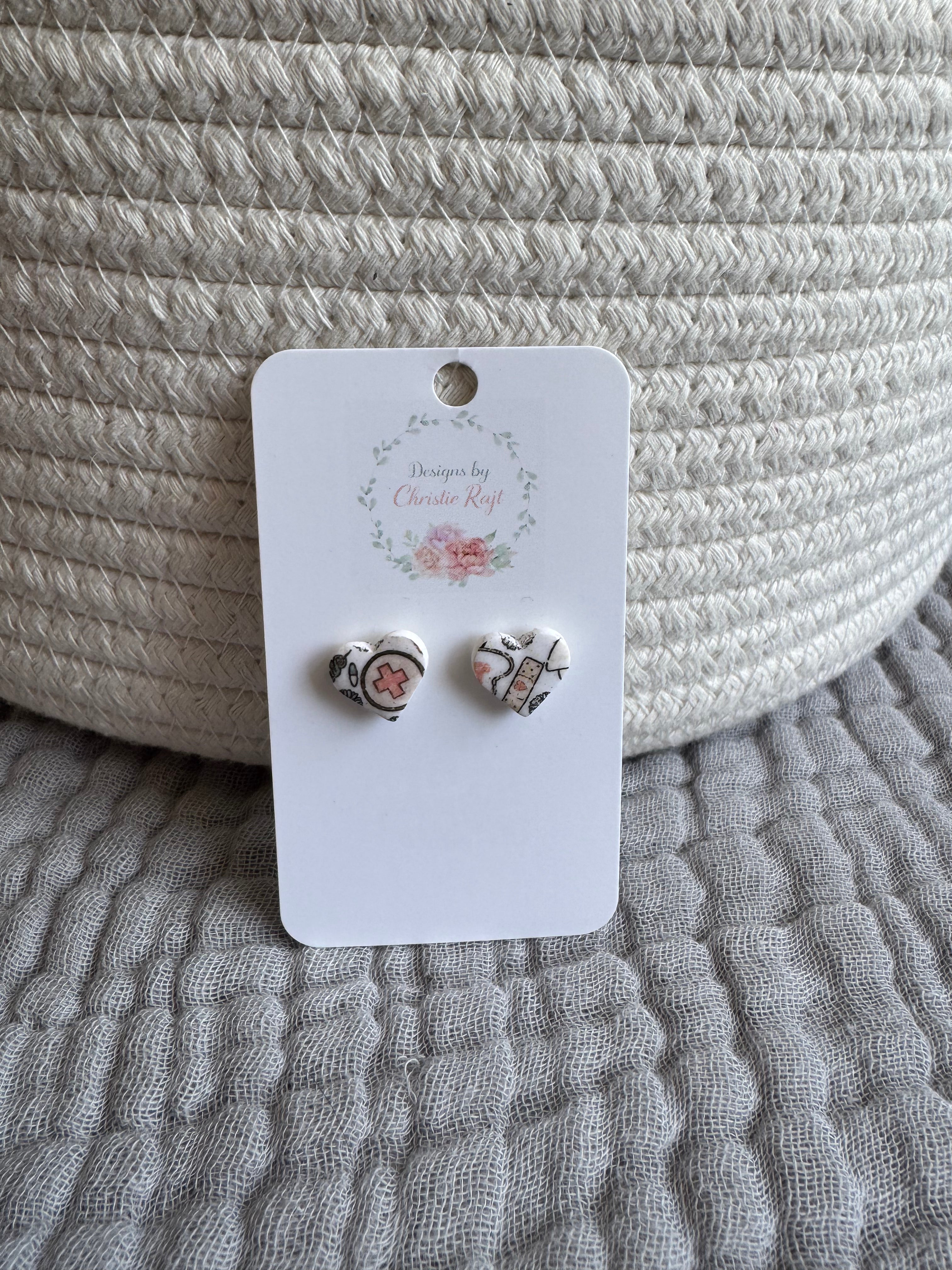 Nurse Heart Stud Earrings