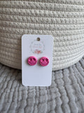 Pink Smiley Stud Earrings