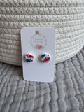 Red, White, & Blue Circle Stud Earrings