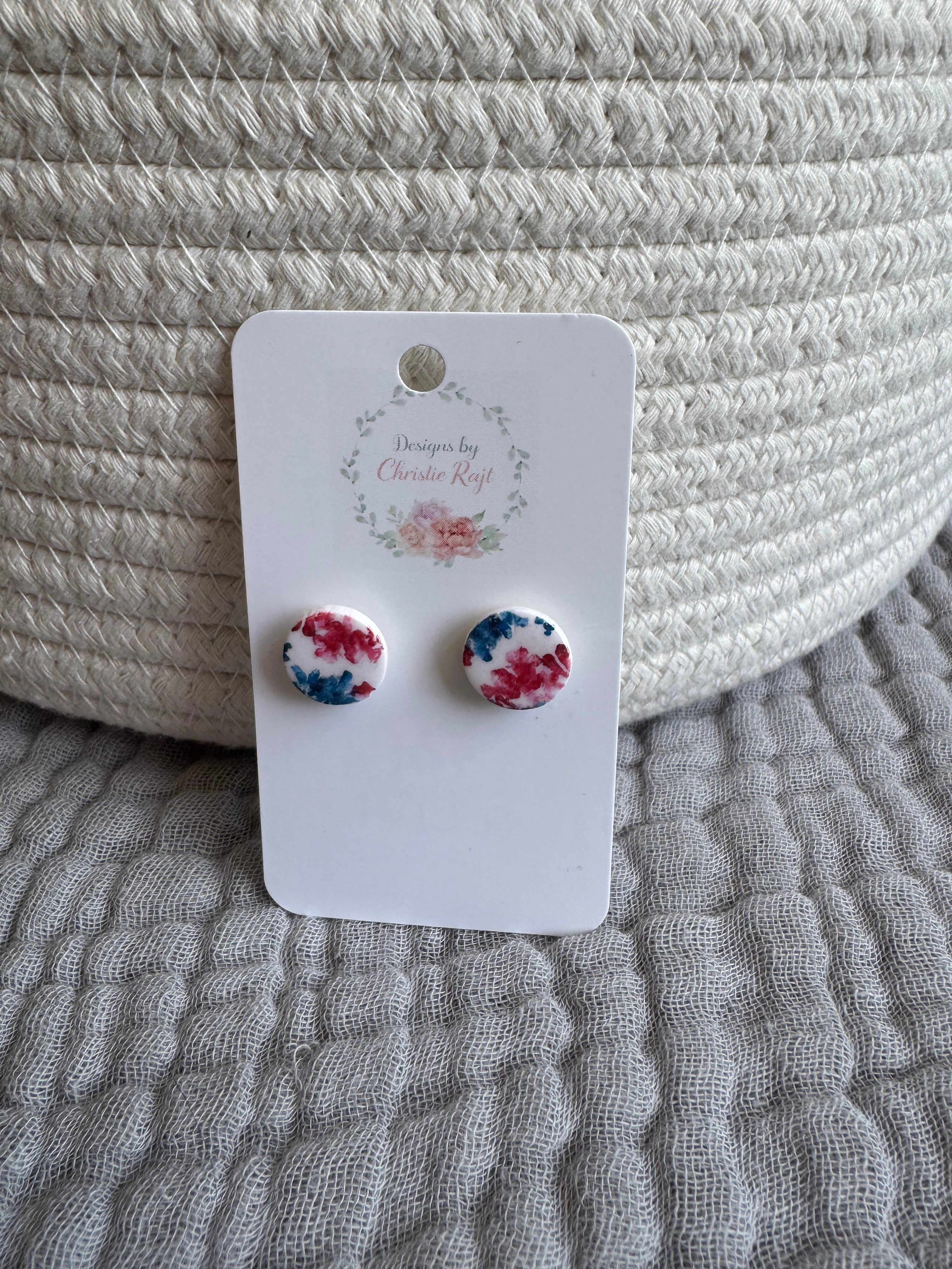 Red, White, & Blue Circle Stud Earrings