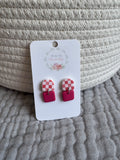 Pink Checker Dangle Earrings
