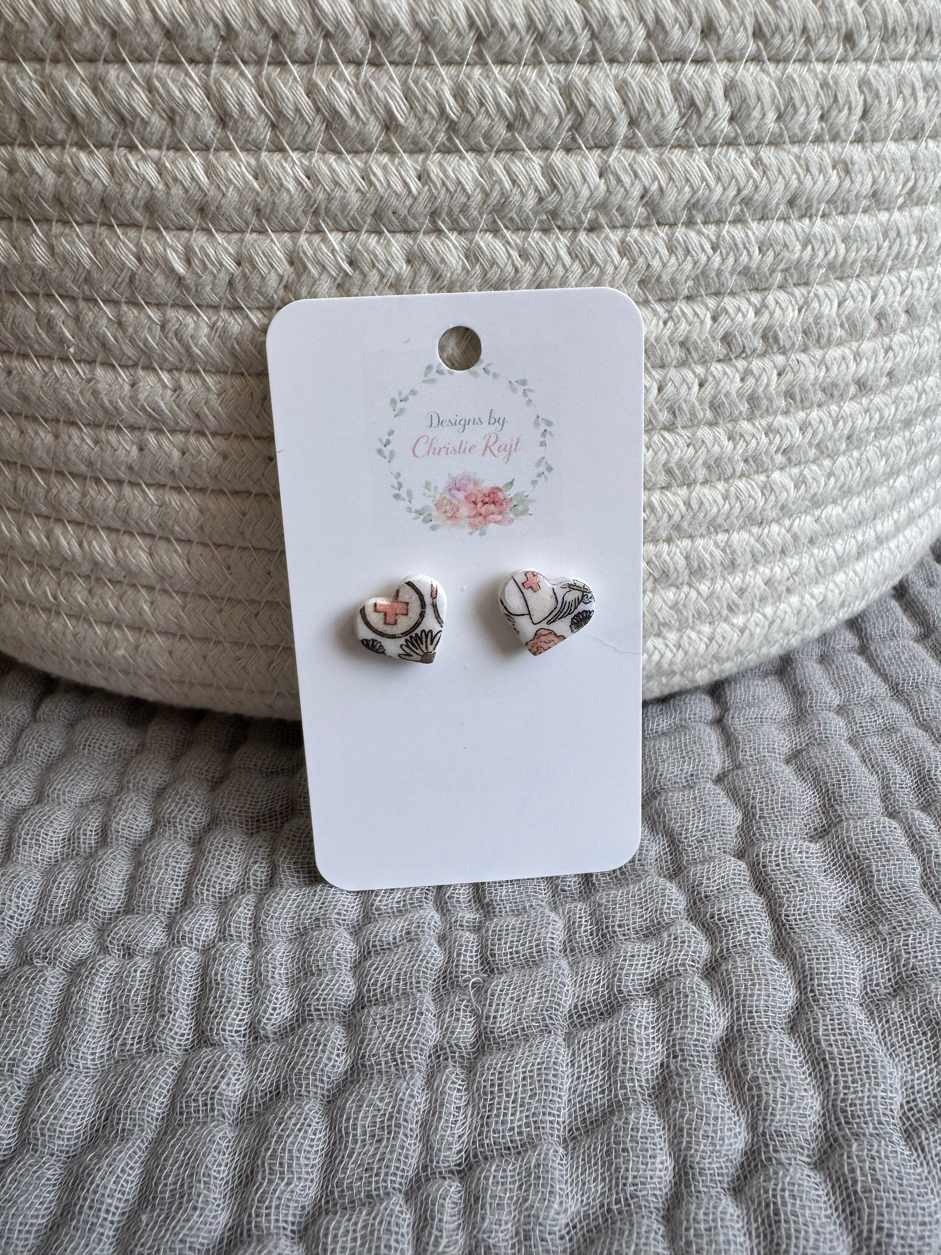 Nurse Heart Stud Earrings