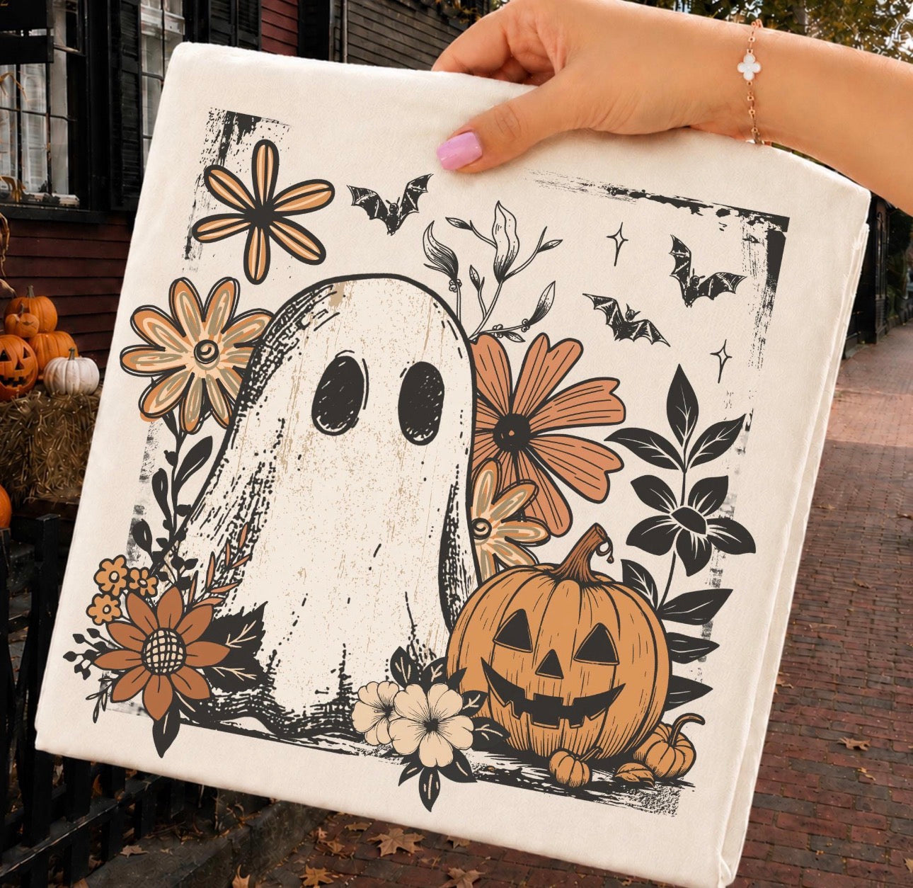 Floral Ghost Pumpkin