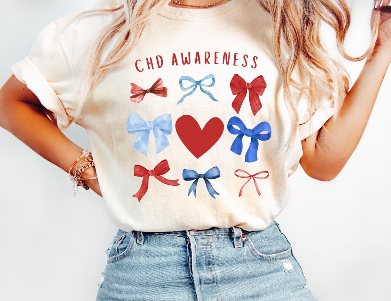CHD Awareness Bow & Heart