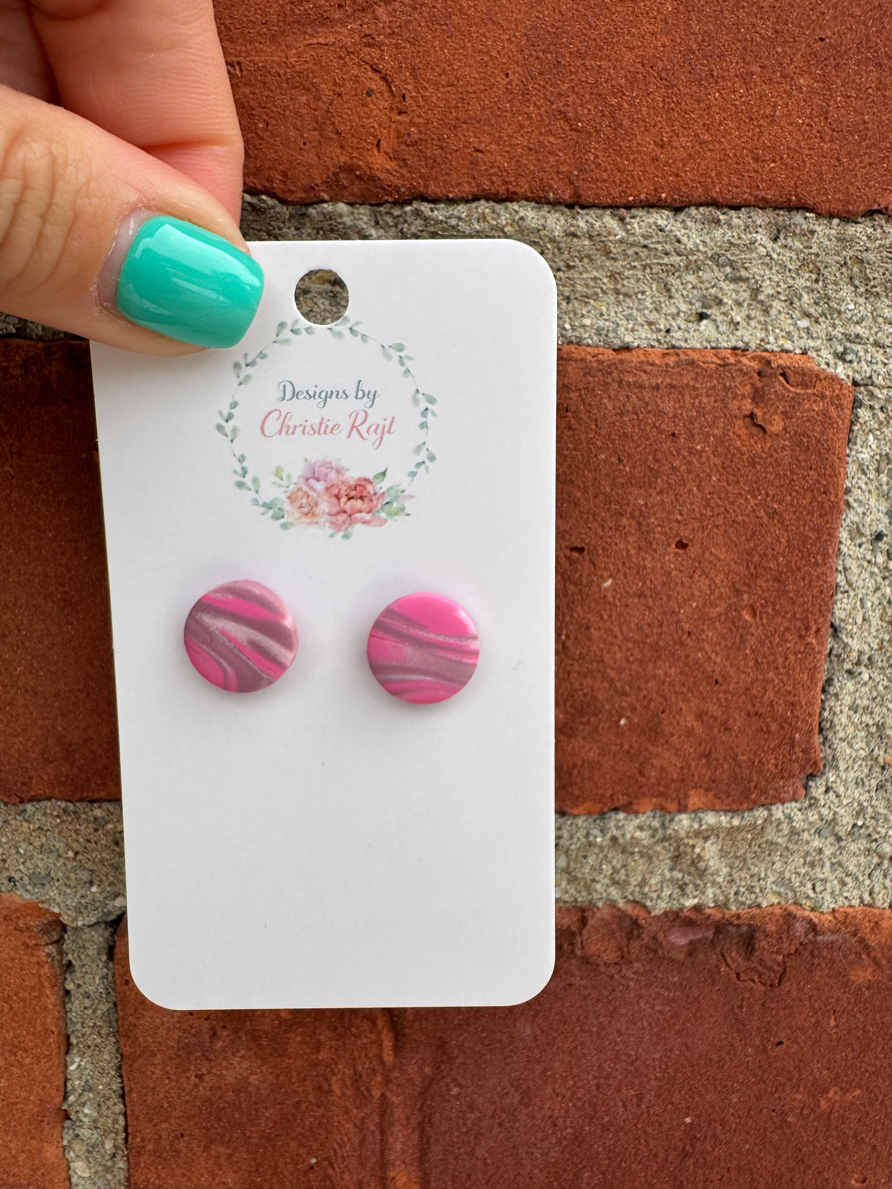 Pink Swirl Studs