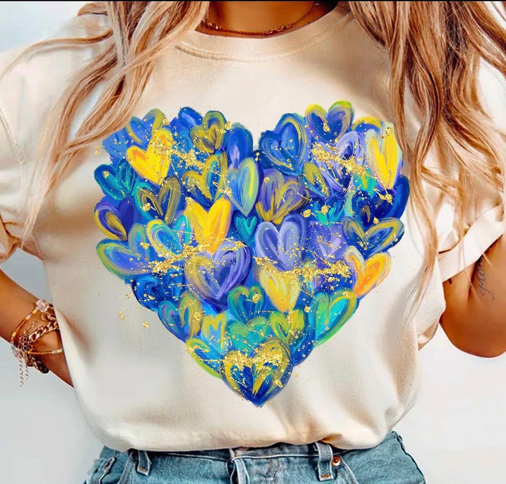 Blue and Yellow Painted Heart