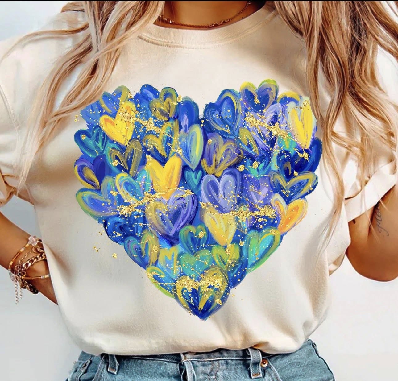 Blue and Yellow Painted Heart
